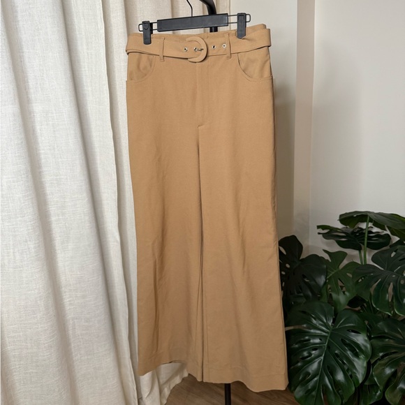 Zara Wide Leg Belted Pant Taupe Brown Size M - Picture 3 of 8